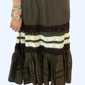 Lane Bryant Brown and Cream Maxi Skirt